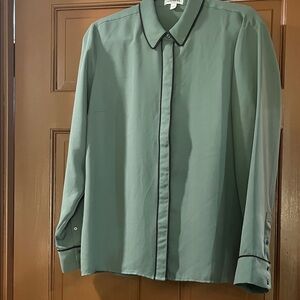 Express Women’s Green Dress Shirt with Black Trim